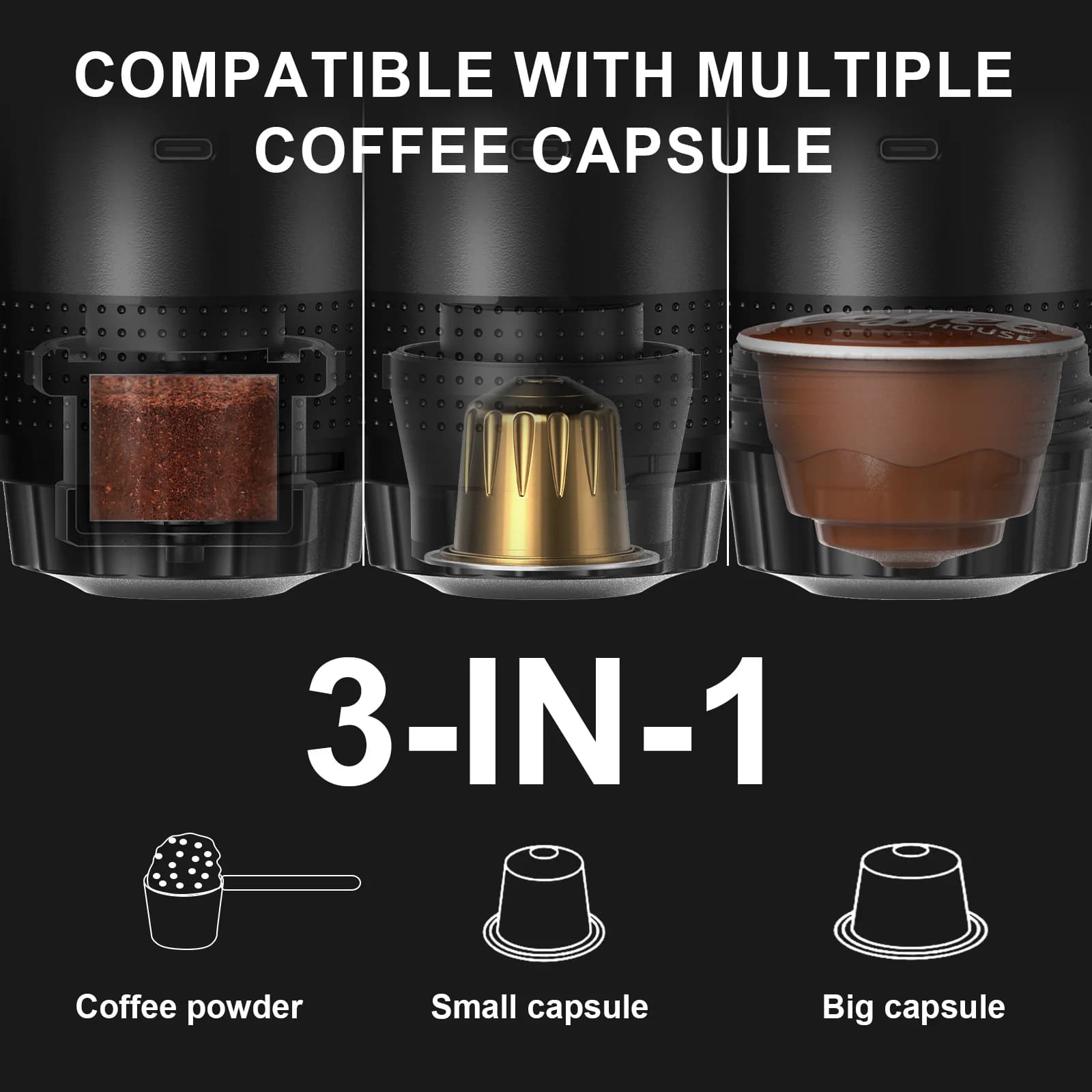 Taşınabilir 3'ü 1 Arada Espresso Kahve Makinesi
