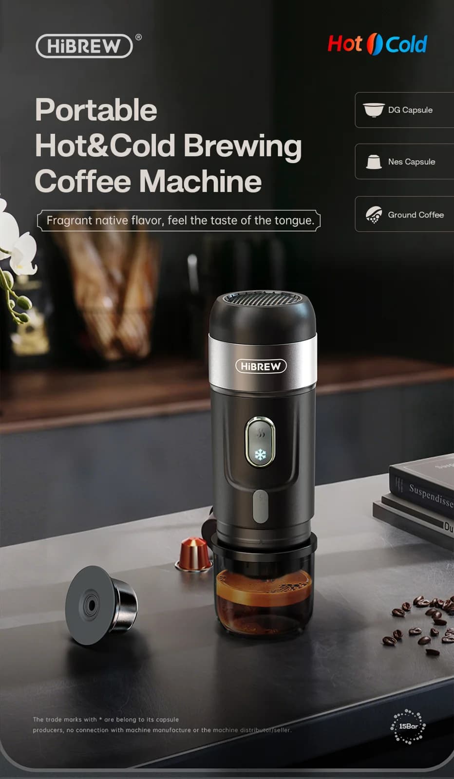 Taşınabilir Kapsül & Ground Coffee Kahve Makinesi